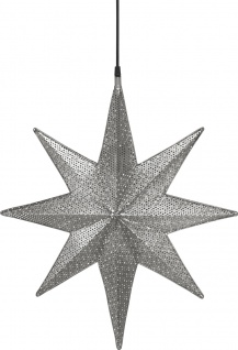 Weihnachtsstern aus Metall mit Löchern silber von PR Home Capella 60x51x12cm E27 3, 5m Textil Kabel