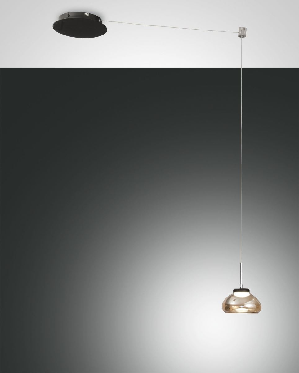 LED Hängeleuchte schwarz amber Fabas Luce Arabella 14x350cm 720lm dimmbar