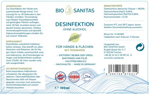 BIO SANITAS Desinfektion - 2x 500ml Sprühflasche + 5x Hände & Flächen To-Go 100 ml - Vorschau 4