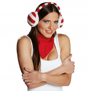 Rubies 4170612 - Ohrenwärmer rot/weiß, für Weihnachten oder Karneval