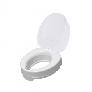 Drive Medical - Toilettensitzerhöhung Ticco2G - 10 cm Höhe mit ergonomischer Formgebung mit Deckel, zwei Hygieneausspaarungen bis 225 kg!