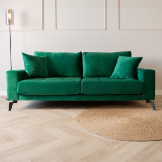 Brooks Sofa Industrial 3-Sitzer Samt Grün