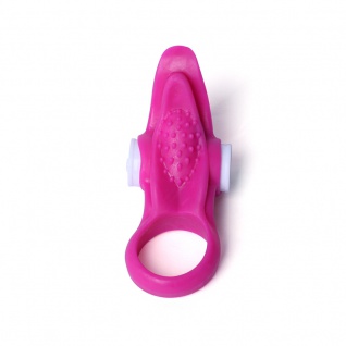 Vibrating Penisring Vibro Penisring mit zungenförmigen Klitorisreizer für Männer und Frauen Dunkel Rosa