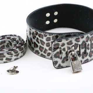 Leopard Design Collar Halsband Kunstleder Fesseln Sex-Spielzeug Fetisch Verstellbar