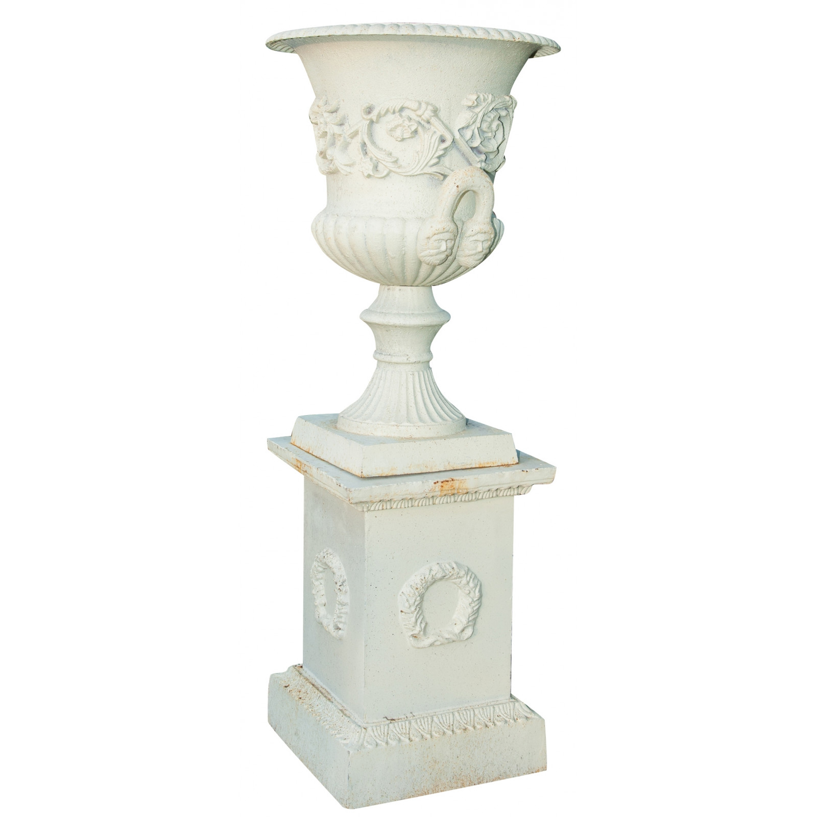 Vase Durchmesser 57xH80 cm mit Sockel L44xPR44xH69 cm aus Gusseisen