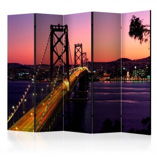 5-teiliges Paravent - Charming evening in San Francisco II [Room Dividers] 225x172 cm