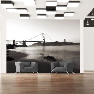 Fototapete - San Francisco: Golden Gate in Schwarz und Weiß 250x193 cm
