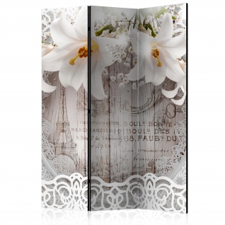 3-teiliges Paravent - Lilies and Quilted Background [Room Dividers] 135x172 cm