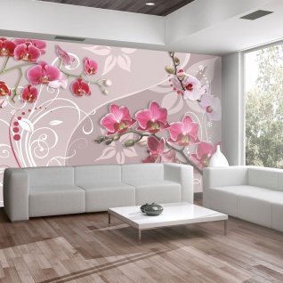 Fototapete - Flight of pink orchids 150x105 cm
