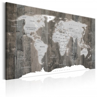 Wandbild - World Map: Wooden World 120x80 cm