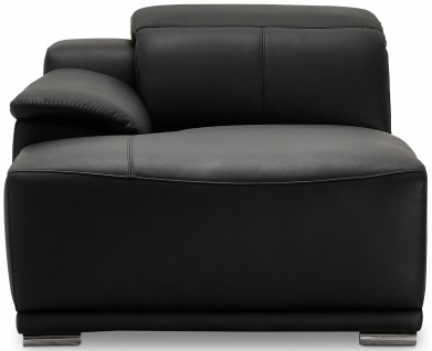 Ibbe Design Modul Sofa Schwarz Leder 1 Sitzer Chaiselongue mit verstellbare Kopfstütze und Links Armlehne Alexa, 105x160x73 cm 3