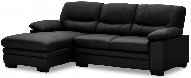 Ibbe Design L Form Ecksofa Schwarz Leder Couch Wohnzimmer Polstermöbel Sofa mit Links Chaiselongue Moby, 228x154x88x88 cm