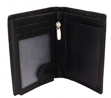 Kompaktes Damen Portemonnaie Geldbörse schwarz mit 14 Fächern - Echt Leder