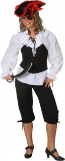 Fasching Kostüm Damen Kniebundhose schwarz - Piratin