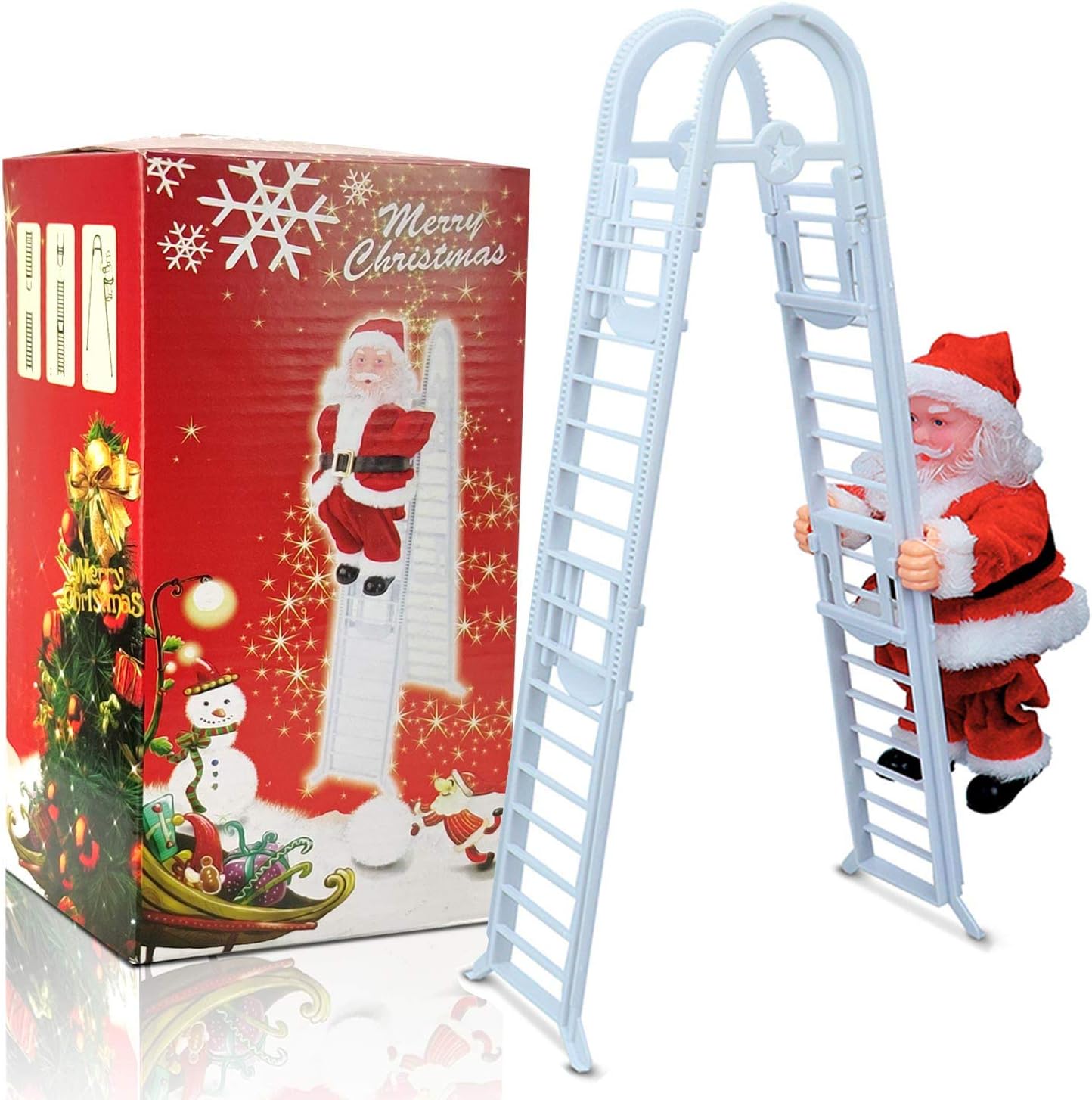 Santa Claus Klettern Leiter Singen Jingle Bells Elektrische Spielzeug Weihnachten Dekoration Kinder Geschenk Puppe