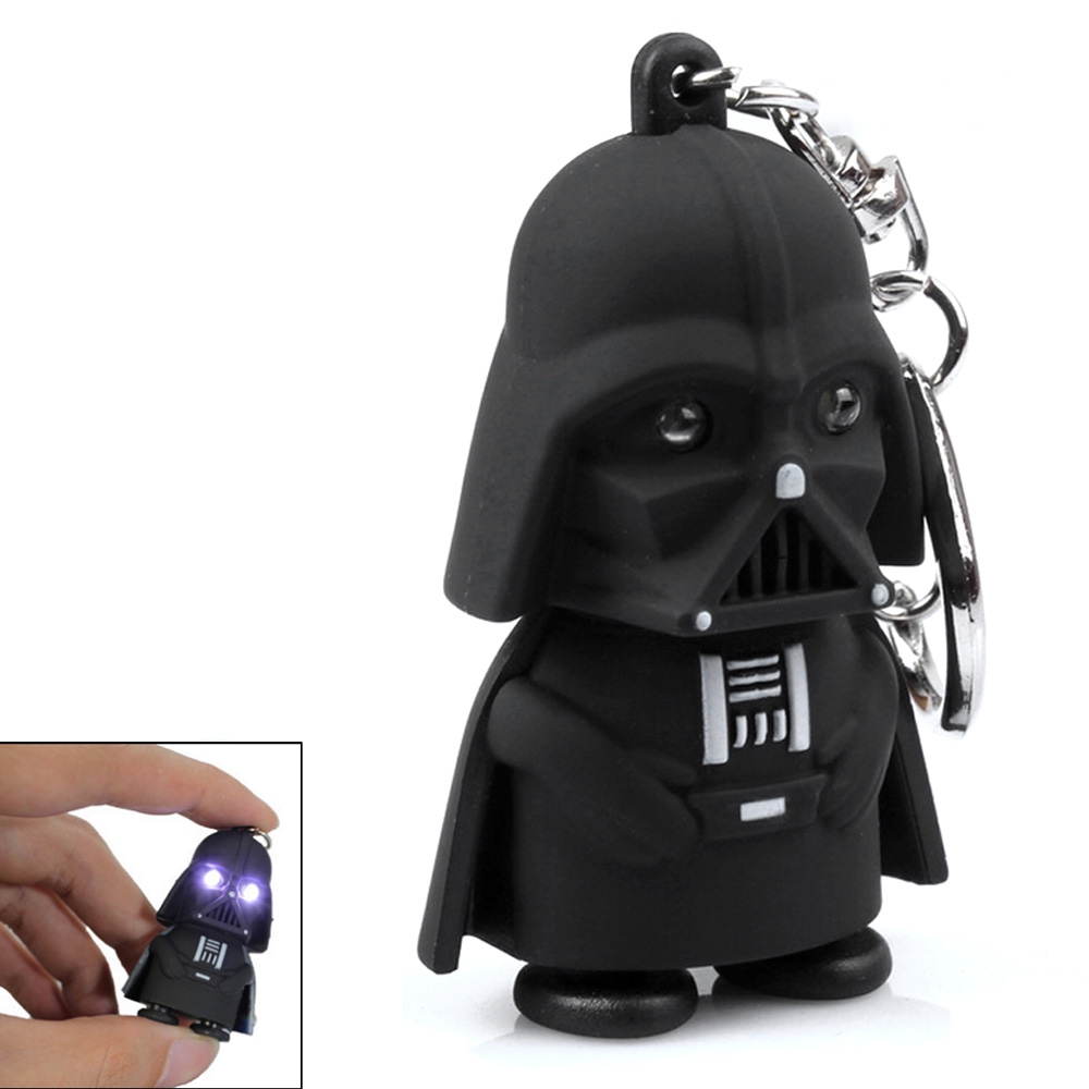 Kreative Star Wars Black Warrior Cartoon LED leuchtende Sound Schlüsselanhänger Anhänger
