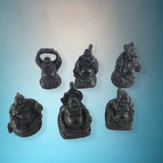 Buddha Figuren im 6er Set schwarz 3cm