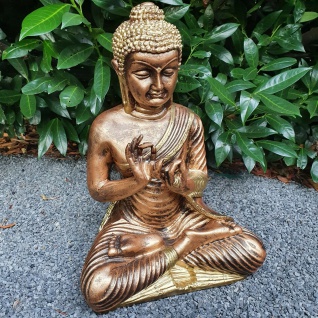 Gartenfigur Meditierende Bronze Optik Buddha Figur 44 cm Feng Shui Buddhismus