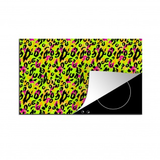 Herdabdeckplatte 80x52 cm Tiermuster - Muster - Neon - Gelb
