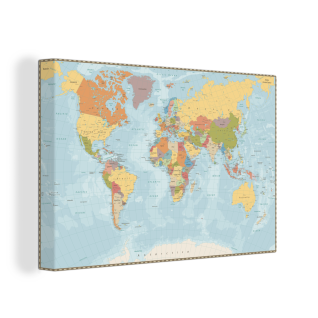 Leinwandbilder - Wanddeko 60x40 cm Weltkarte - Farben - Atlas