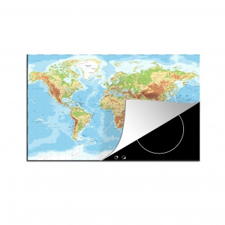 Herdabdeckplatte 78x52 cm Weltkarte - Atlas - Topographie