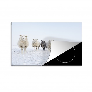 Herdabdeckplatte 80x52 cm Schafe - Wolle - Schnee