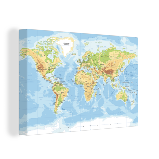 Leinwandbilder - Wanddeko 30x20 cm Weltkarte - Geographie - Atlas