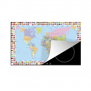 Herdabdeckplatte 85x52 cm Weltkarte - Flagge - Atlas