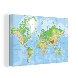 Leinwandbilder - Wanddeko 30x20 cm Weltkarte - Atlas - Topographie