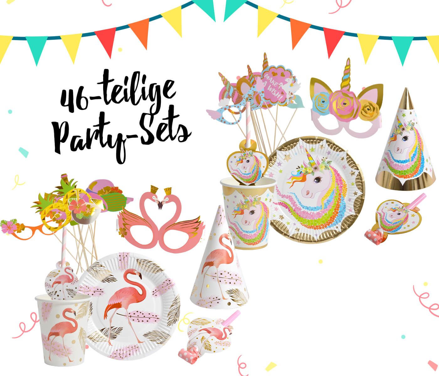 Kindergeburtstag Partydeko Einhorn Flamingo Party Set