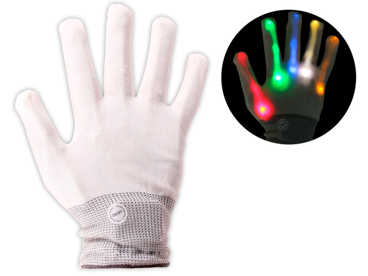 LED Handschuhe Weiß Leuchtend Blinkend Disco Tanzen Damen Herren Gloves GLO-001 von Alsino
