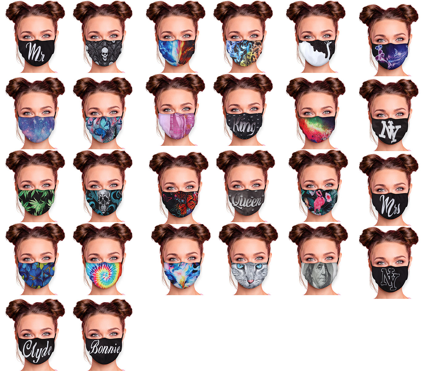 Alltagsmaske Stoffmaske Motiv Mund- Nasenschutz einstellbare Ohrbügel Waschbar Herren Damen verschiedene Designs