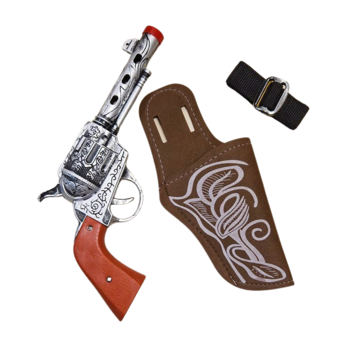 Revolver mit Holster und Gürtel Sherrifstern Fasching Karneval Party Pistolengürtel