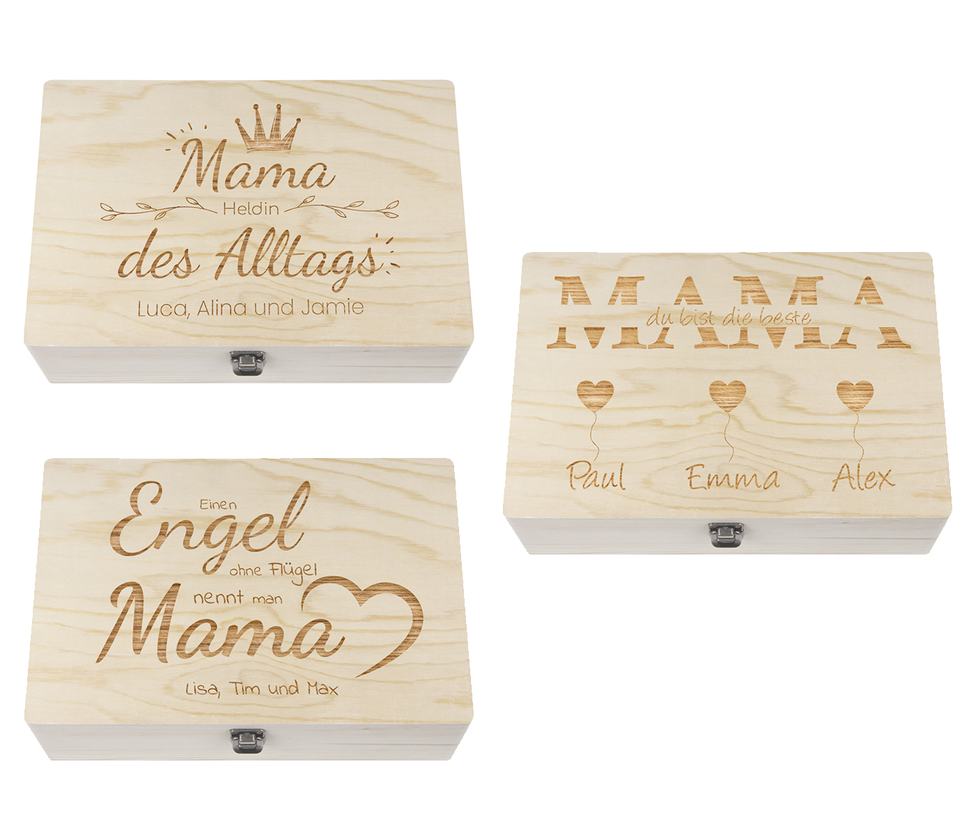 Muttertag Muttertagsgeschenk personalisiert Geschenk mit Gravur Holz für Mama Mutter Geschenke - Holzbox mit Verschluss