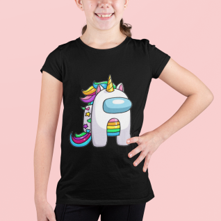 Bio Baumwolle Girl T-Shirt Among US Game App Einhorn Unicorn AmongUS Gaming