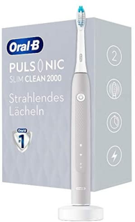 Oral-B Pulsonic Slim Clean 2000 Elektrische Schallzahnbürste/Electric Toothbrush, 2 Putzmodi Für Zahnpflege Und Gesundes Zahnfleisch Mit Timer, Designed by Braun, Grau
