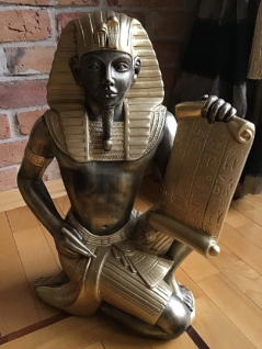 Pharao Ägypten Statue Skulptur Büste Schriftrolle Tut Ench Amun Pharaoh sculpture bust scroll hand painted and made in Europe art Spinx nice