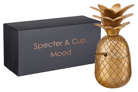 Mood Gold - Ananas - Cocktail Becher 300ml mit Deckel und Strohhalm