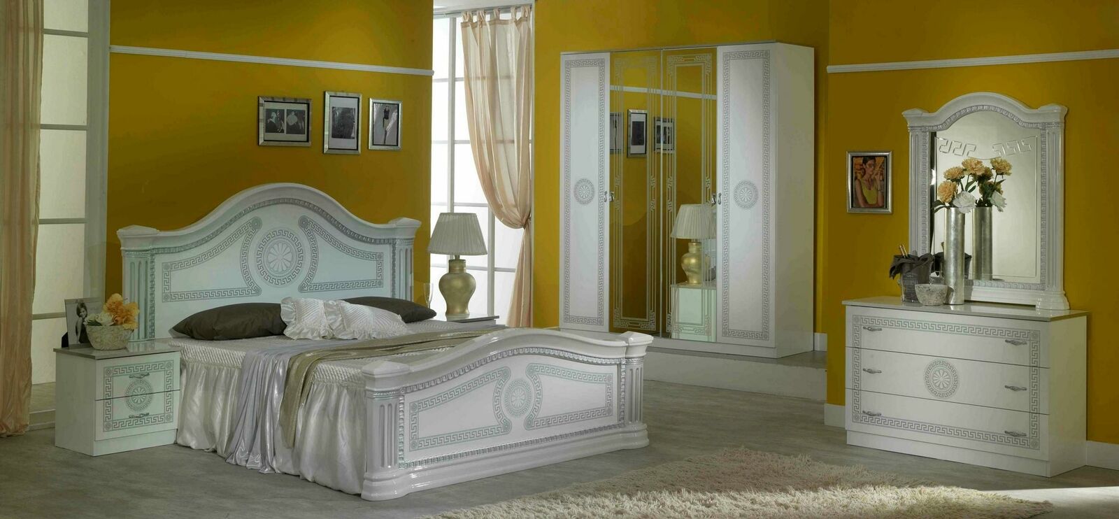 Design Schlafzimmer 3tlg. Luxus Bett 2x Nachttisch Klassischer Betten Set