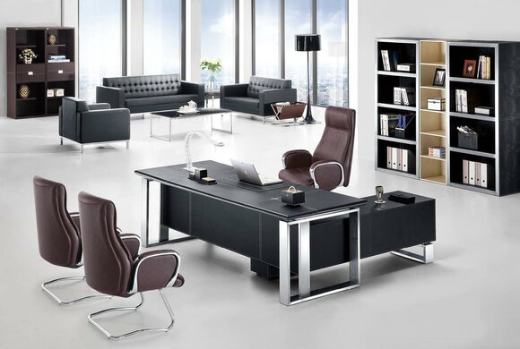 Moderne Büro Set Designermöbel Schreibtisch Regale Aktenschrank 2tlg.