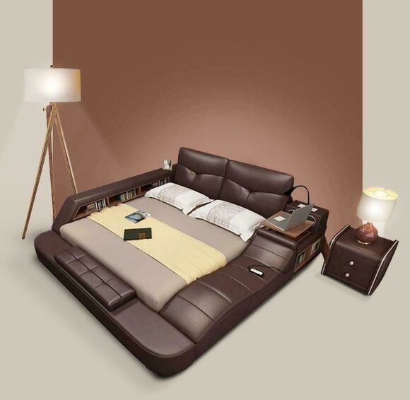 Luxus Leder Design Polster Betten Doppel Modernes Bett Deko Ehe Exclusiv