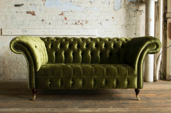 Chesterfield 2 Sitzer Wohnzimmer Couch Sofa Polster Textil Stoff Garnitur SOFORT
