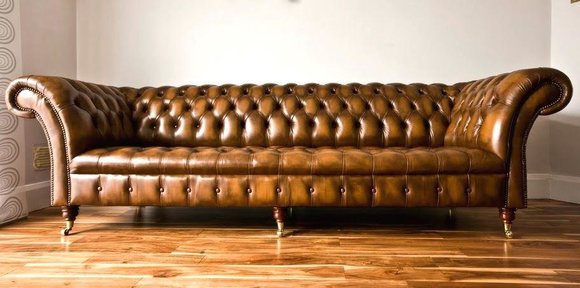 XXL Big Sofa Couch Chesterfield 245cm Polster Leder Dekor Sofas 4 Sitzer