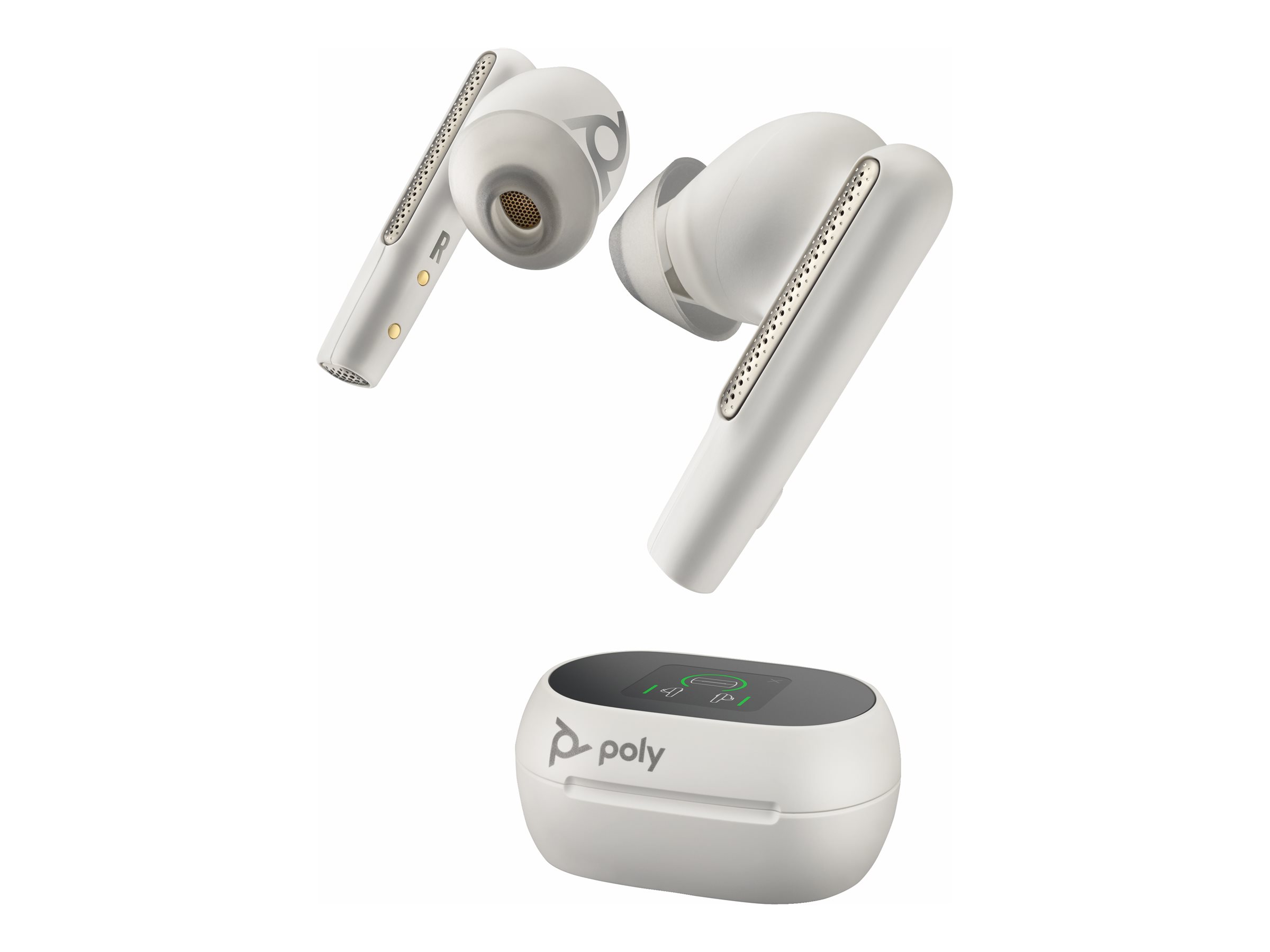 HP Poly Voyager Free 60+ UC M White Sand Earbuds +BT700 USB-A Adapter +Touchscreen Charge Case