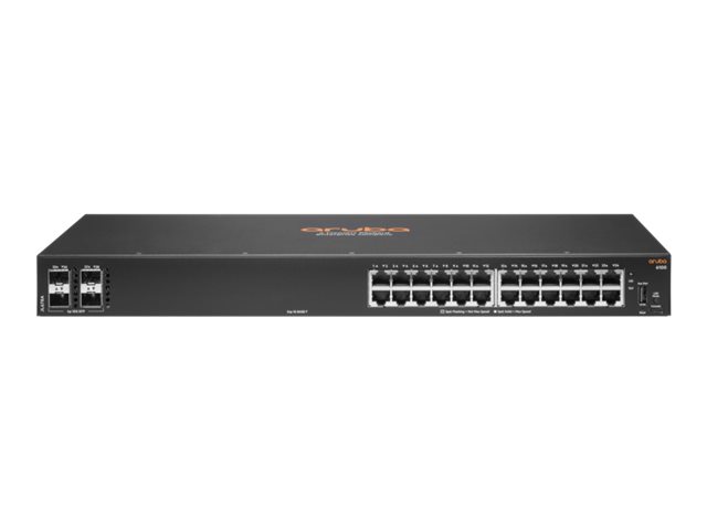 HPE Aruba 6100 24G 4SFP+ Switch - Switch - managed - 24 x 10/100/1000 + 4 x 1 Gigabit / 10 Gigabit SFP+ - Seite-zu-Seite-Luftstrom - an Rack montierbar