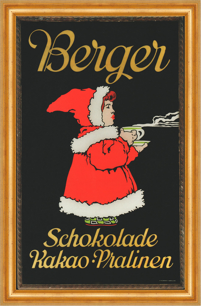 Berger Schokolade Kakao Pralinen Pößneck Kind Kunstdruck Reklame A3 73 Gerahmt