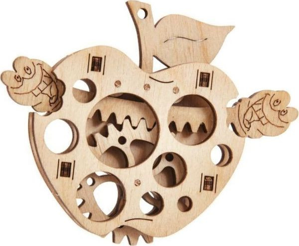 Wood Trick Mechanical puzzle apple with worm