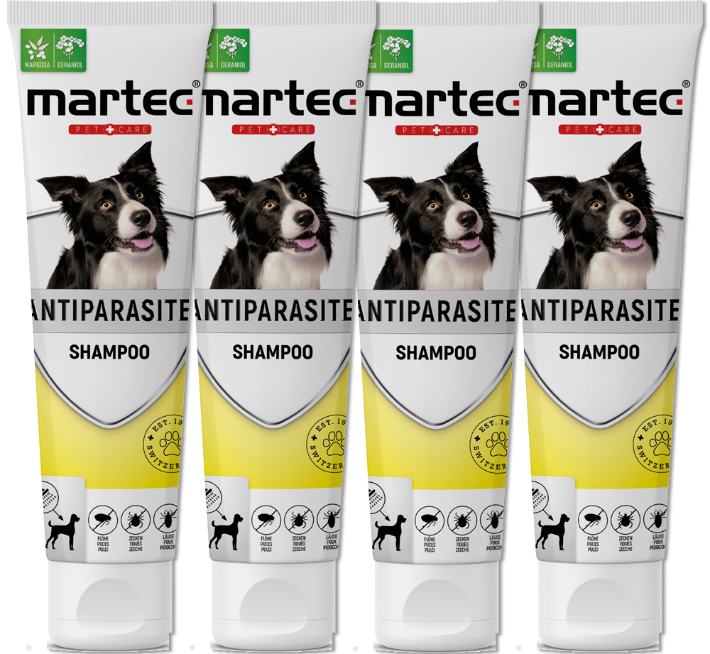 Martec PET CARE 4x250ml Anti-Parasiten Shampoo für Hunde auf pflanzlicher Basis