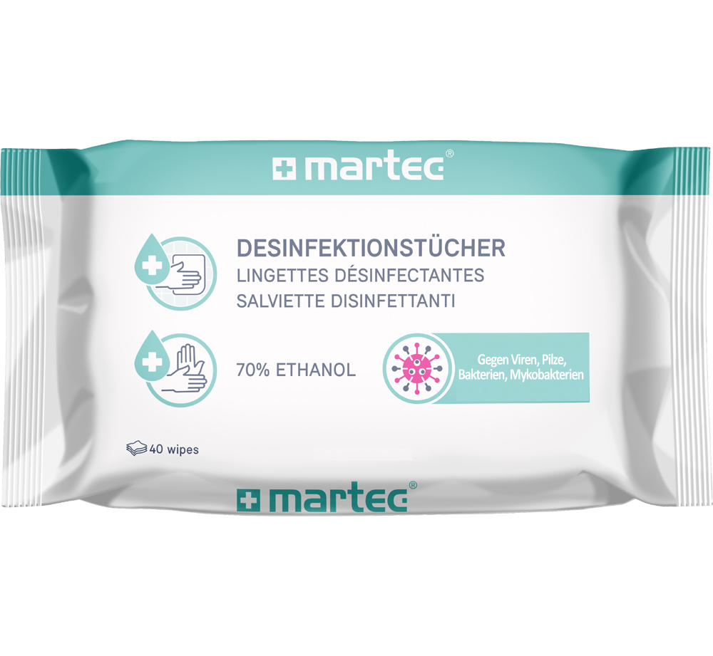 Martec 40er Pack Desinfektionstücher MAXI mit Aloe Vera