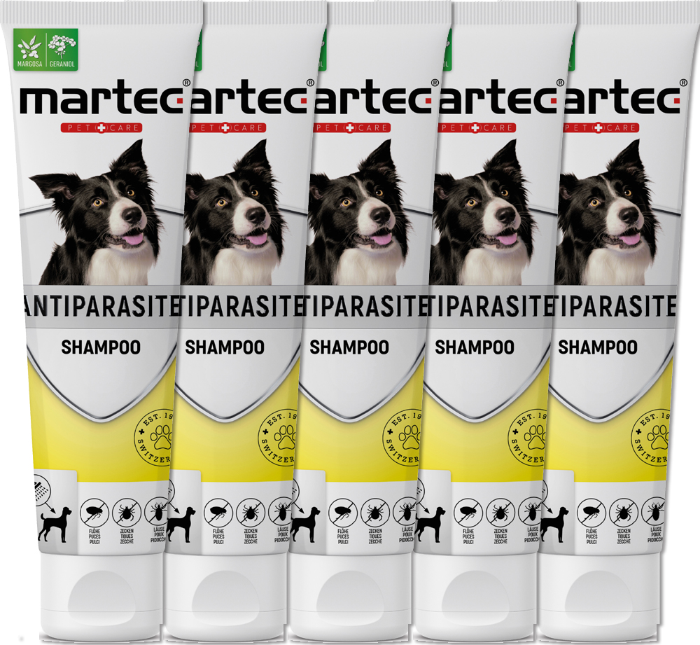 Martec PET CARE 5x250ml Anti-Parasiten Shampoo für Hunde auf pflanzlicher Basis